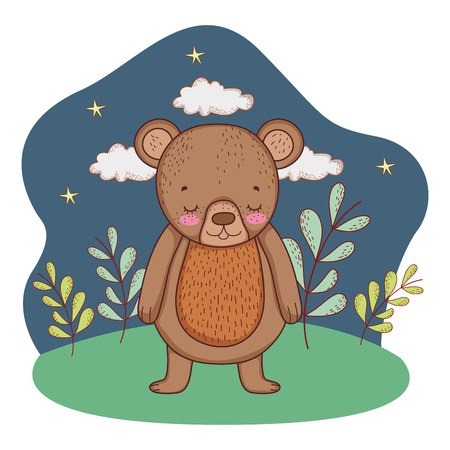 cute little bear in the camp vector illustration designのイラスト素材