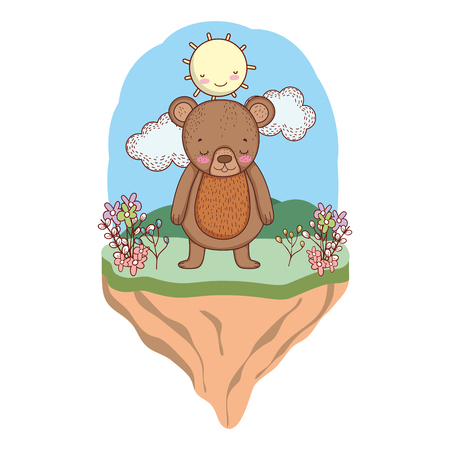 cute little bear in the camp vector illustration designのイラスト素材