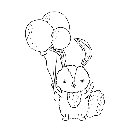 cute little rabbit with balloons helium vector illustration designのイラスト素材