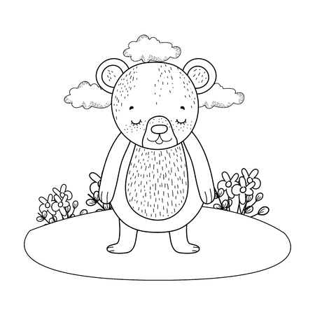 cute little bear in the camp vector illustration designのイラスト素材