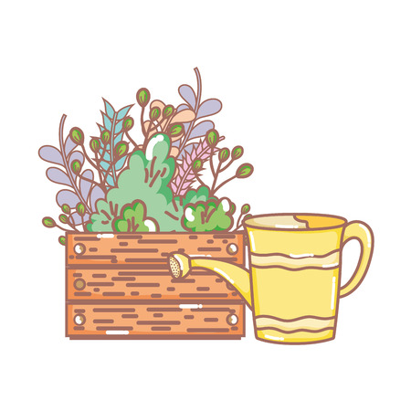 gardener shower sprinkler with flowers vector illustration designのイラスト素材