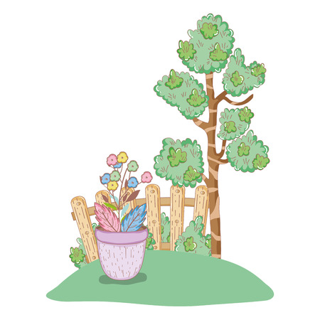 tree plant with flowers garden vector illustration designのイラスト素材
