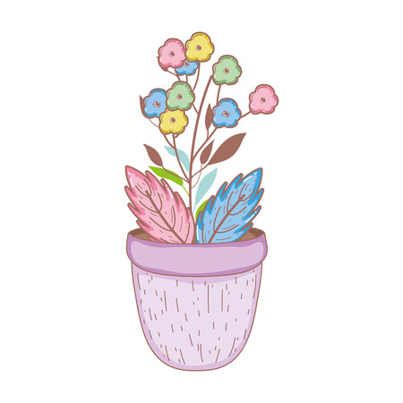 flowers in garden pot vector illustration designのイラスト素材