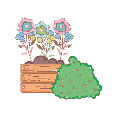 garden bush with flowers vector illustration designのイラスト素材