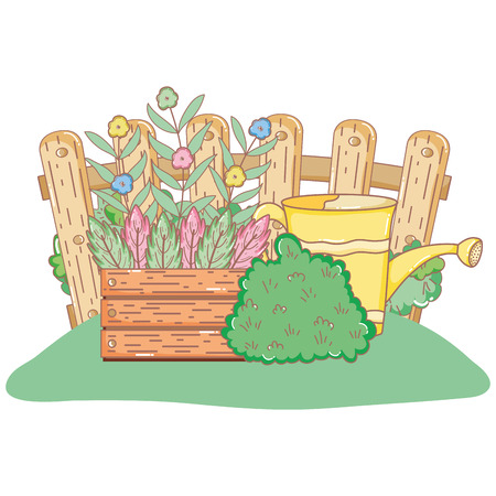 gardener shower sprinkler with flowers vector illustration designのイラスト素材