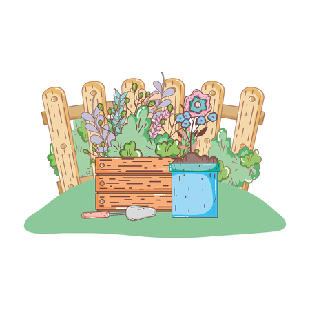 garden bush with flowers vector illustration designのイラスト素材