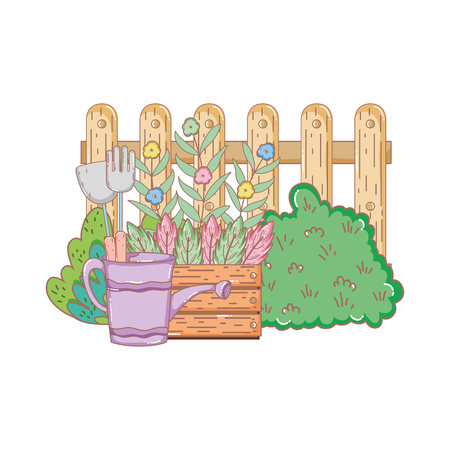 gardener shower sprinkler with leafs and flowers vector illustrationのイラスト素材