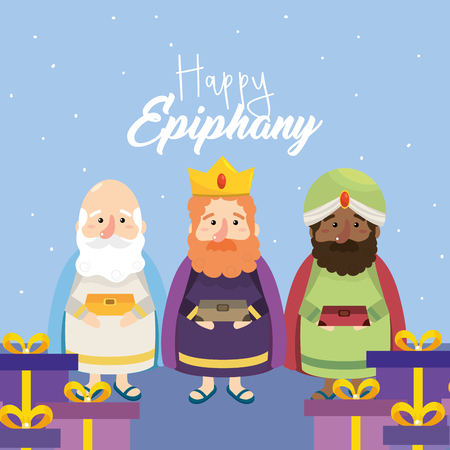 magicians kings with gold and incense with myrrh vector illustrationのイラスト素材