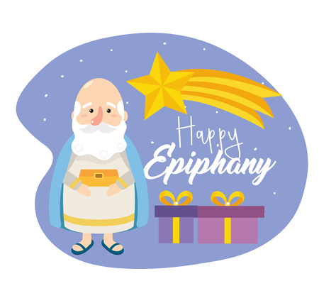 melchior magician king with gold and shooting star vector illustrationのイラスト素材