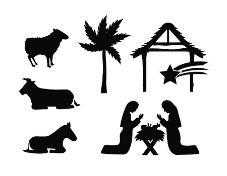set mary and joseph with jesus to happy epiphany vector illustrationのイラスト素材