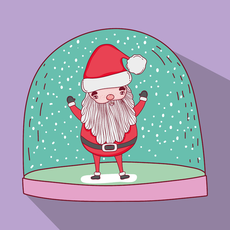 snowing glass ball with santa claus vector illustrationのイラスト素材