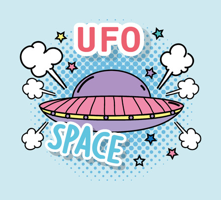fashion ufo with message patch and stars vector illustrationのイラスト素材