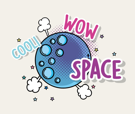 planet with fashion message patch and stars vector illustrationのイラスト素材