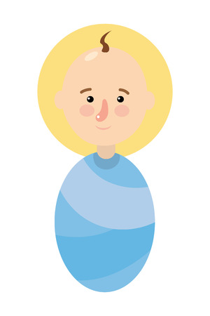 christmas nativity scene baby jesus cartoon vector illustration graphic designのイラスト素材