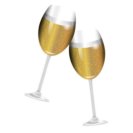 luxury and elegant champagne glasses cartoon vector illustration graphic designのイラスト素材