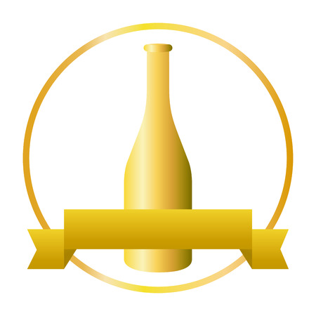 luxury and elegant  champagne bottle with golden christmas decorations and ribbon cartoon vector illustration graphic designのイラスト素材