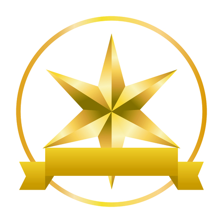 christmas star with golden christmas decorations and golden ribbon cartoon vector illustration graphic designのイラスト素材