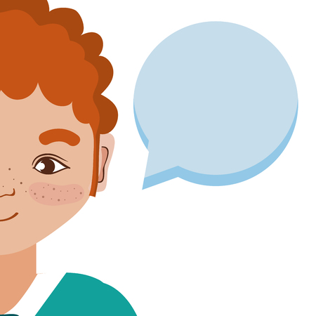 Young man talking with speech bubble vector illustration graphic designのイラスト素材