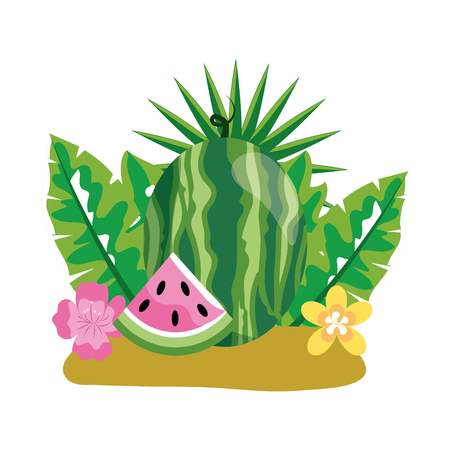 delicious fruit watermelon cartoon vector illustration graphic designのイラスト素材