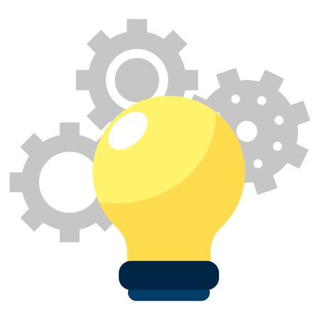 successful business concept element lightbulb in front support gears cartoon vector illustration graphic designのイラスト素材