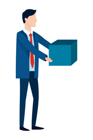 successful businessman avatar with box cartoon vector illustration graphic designのイラスト素材