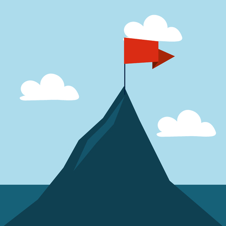 successful business concept element mountain with flag cartoon vector illustration graphic designのイラスト素材