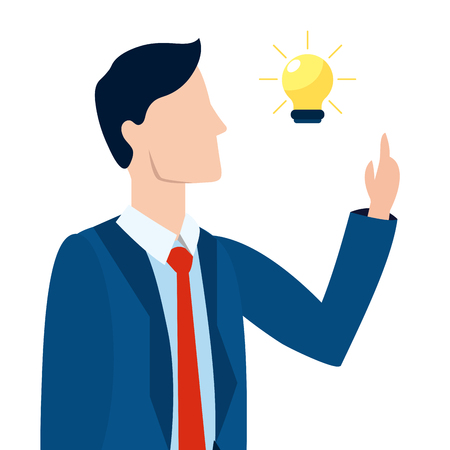 successful businessman avatar with lightbulb idea cartoon vector illustration graphic designのイラスト素材