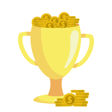 successful business concept element trophy with coins cartoon vector illustration graphic designのイラスト素材
