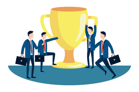 successful businessmen avatar with trophy cartoon vector illustration graphic designのイラスト素材