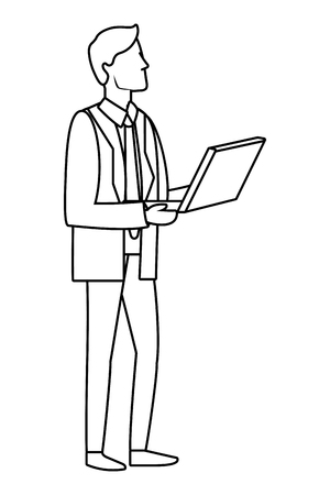 Businessman with laptop avatar vector illustration graphic designのイラスト素材