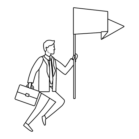Businessman with flag and briefcase avatar vector illustration graphic designのイラスト素材