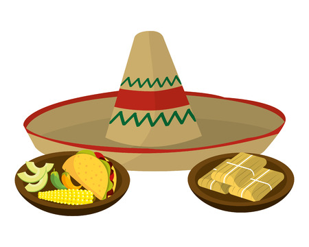 delicious mexican food cartoon vector illustration graphic designのイラスト素材