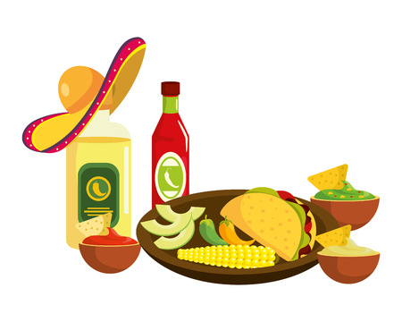 delicious mexican food cartoon vector illustration graphic designのイラスト素材