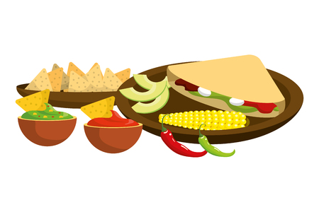 delicious mexican food cartoon vector illustration graphic designのイラスト素材