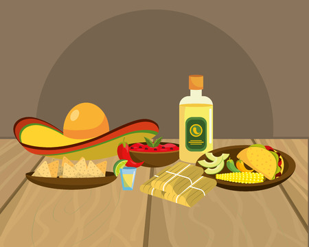 delicious mexican food cartoon vector illustration graphic designのイラスト素材