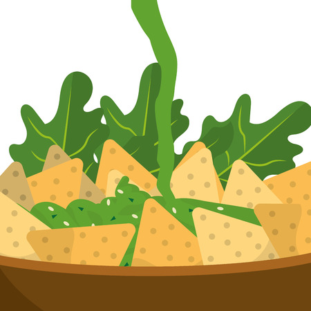 mexican food delicious nachos with guacamoleのイラスト素材