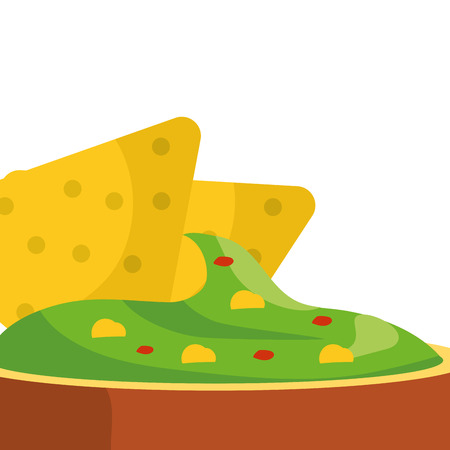mexican food guacamole bowl and nachosのイラスト素材