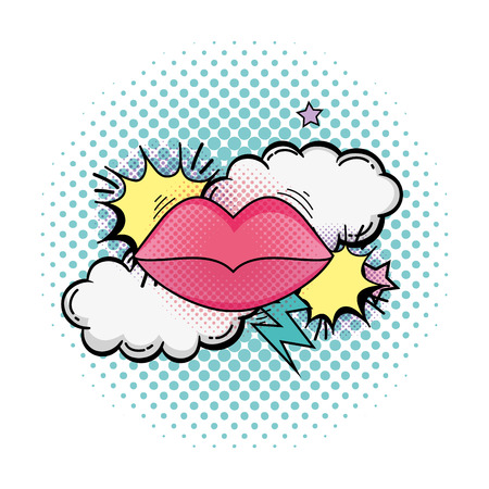 woman mouth pop art style vector illustration designのイラスト素材