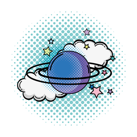 saturn planet pop art icon vector illustration designのイラスト素材