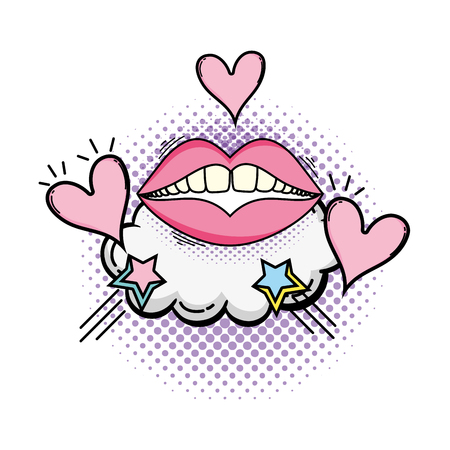 woman mouth pop art style vector illustration designのイラスト素材