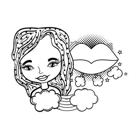 woman with mouth pop art style vector illustration designのイラスト素材
