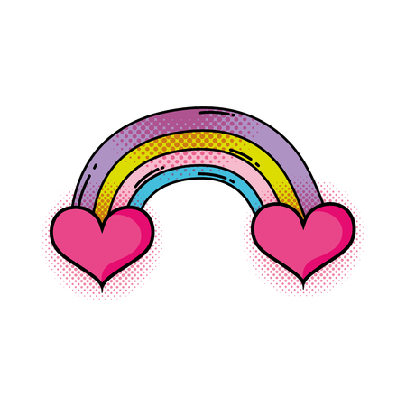heart with rainbow pop art style vector illustration designのイラスト素材