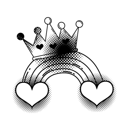 heart with crown pop art style vector illustration designのイラスト素材