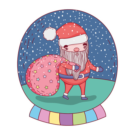 cute christmas santa claus with bag vector illustration designのイラスト素材