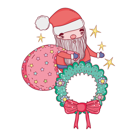 cute christmas santa claus with bag vector illustration designのイラスト素材