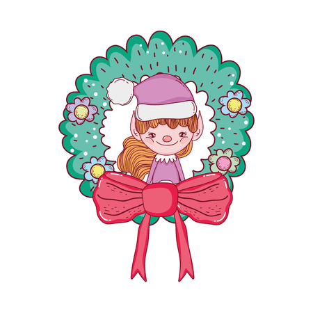 cute santa helper character vector illustration designのイラスト素材