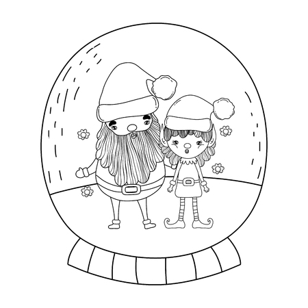 cute christmas santa claus with helper vector illustration designのイラスト素材