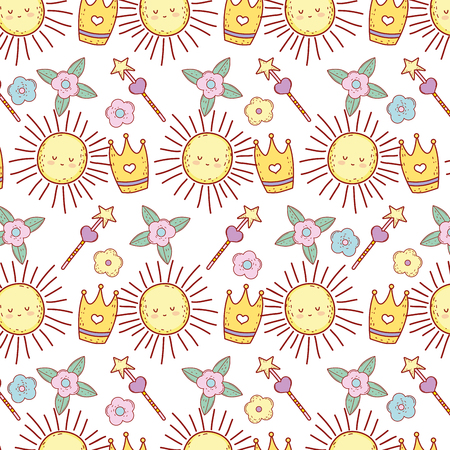 fairytale set icons pattern vector illustration designのイラスト素材