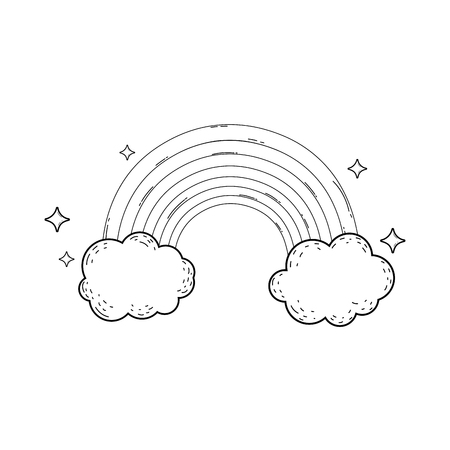 cute rainbow with cloud vector illustration designのイラスト素材