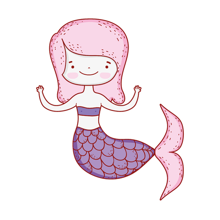 cute mermaid fairy tales vector illustration designのイラスト素材